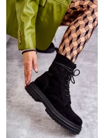 Dámské semišové boty se zavazováním Černé model 21598522 - S.Barski