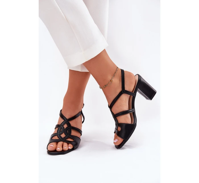Dámské Sandály Na Podpatku model 21694668 Černé - SERGIO LEONE