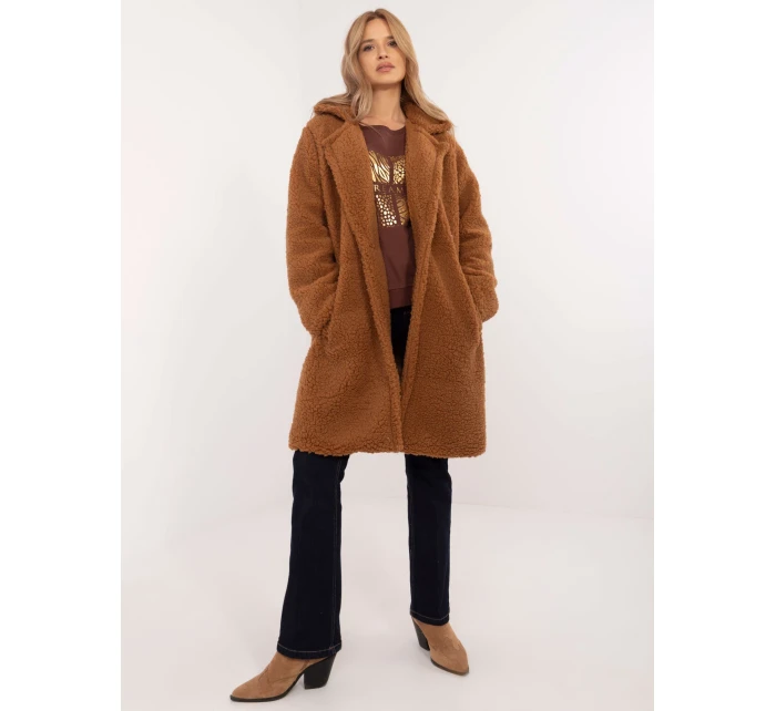 Kabát DHJ EN model 20692119 světle hnědý - FPrice Kabát DHJ EN model 20692119 světle hnědý - FPrice