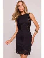 M864 Mini šaty s krajkovými panely - černé