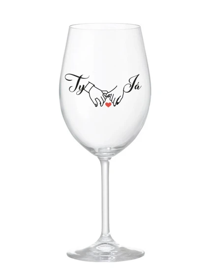 TY A JÁ (svatba) - čirá sklenice na víno 350 ml