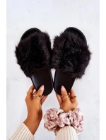 Dámské pantofle s kožíškem DZ821 Černá - Kesi Dámské pantofle s kožíškem DZ821 Černá - Kesi