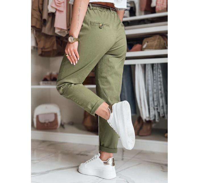 Dámské kalhoty chinos s páskem RELCIX khaki FashionStreet UY2582