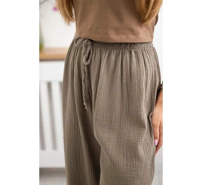 Mušelínové kalhoty se širokou nohavicí fango