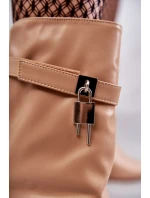 Kožené Kozačky Na Vysokém Podpatku béžové model 21599508 - Boto