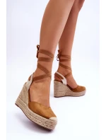 Vázané Sandály Na Vysokém Klínu velbloud Lendy Vázané Sandály Na Vysokém Klínu velbloud Lendy