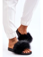 Dámské gumové pantofle s kožešinou černá model 21612920 - Boto Dámské gumové pantofle s kožešinou černá model 21612920 - Boto