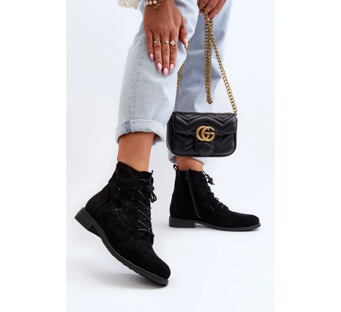 Dámské botky s vzorem černé S.Barski HY66-136