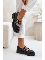 Dámské Lakované Polobotky S Pásky Černé Terione Dámské Lakované Polobotky S Pásky Černé Terione