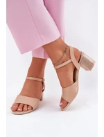 Dámské sandály na podpatku model 21695205 béžové - VINCEZA