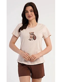 Dámské pyžamo šortky Méďa Coffee