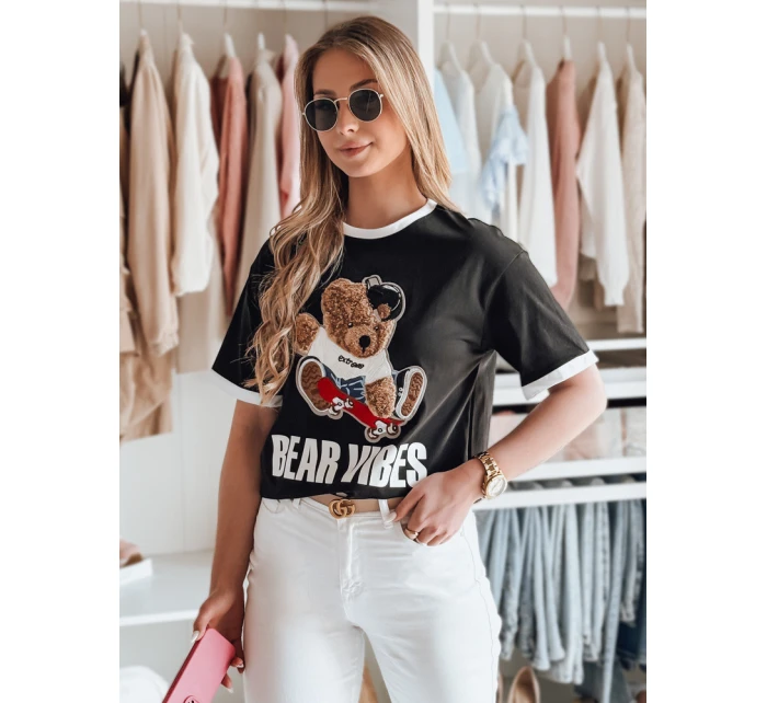 Dámské oversize tričko s výšivkou  černé Dstreet model 21988846 - FashionStreet