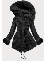 PARKA DAMSKA ZIMOWA NA MISIU CZARNA (BR529-101)