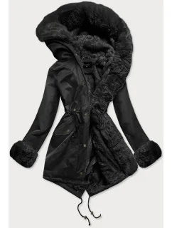 PARKA DAMSKA ZIMOWA NA MISIU CZARNA (BR529-101)