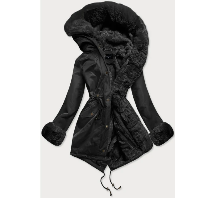 PARKA DAMSKA ZIMOWA NA MISIU CZARNA (BR529-101)