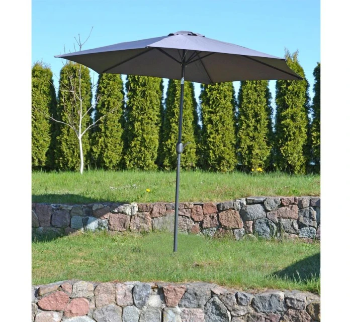 ZAHRADNÍ SLUNEČNÍK 300 CM SKLÁDACÍ ŠEDÝ