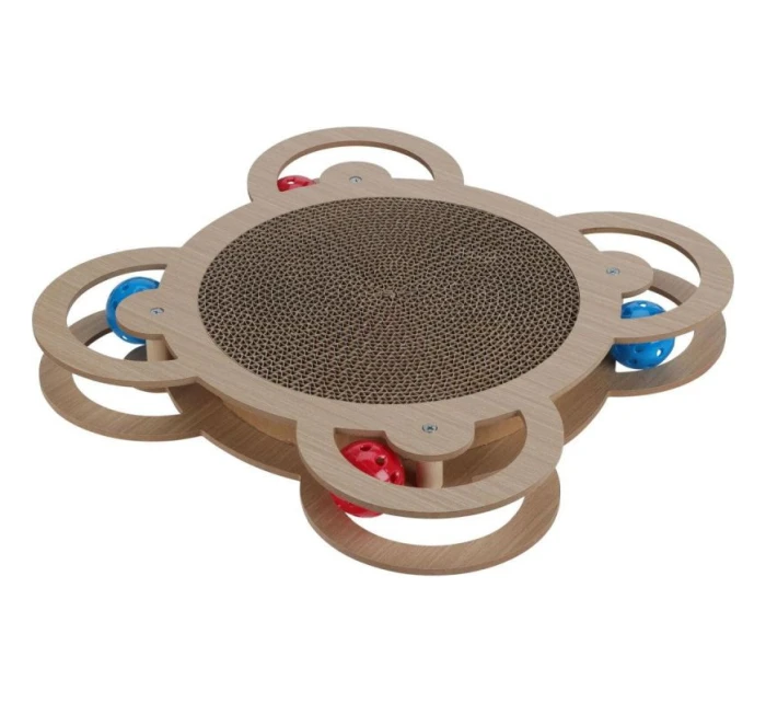 ŠKRABADLO PRO KOČKY INTERAKTIVNÍ HRAČKA 4 MÍČKY 35,5X35,5X4CM