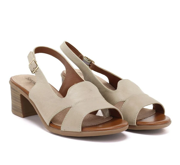 Dámské kožené sandály béžové Sergio Leone SK578-S