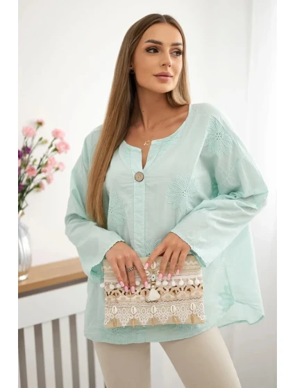 Košilová halenka s vyšívaným vzorem mincovna