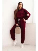 Komplet dámský máslový s volnou mikinou a kalhotami s nápisem LOVE khaki