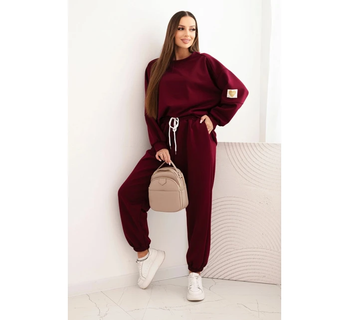 Komplet dámský máslový s volnou mikinou a kalhotami s nápisem LOVE khaki