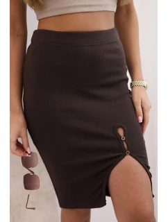 Dámská model 21774813 sukně s knoflíky kostkovaná béžová - K-Fashion