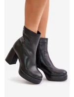 Boty na podpatku z přírodní kůže Černé GOE OO2N4166-W2