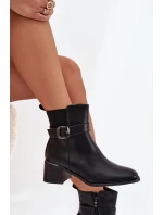 Zateplené dámské boty na podpatku s páskem a přezkou černé Sylira Zateplené dámské boty na podpatku s páskem a přezkou černé Sylira