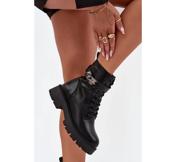 Dámské Boty Pracovní S Ozdobným Páskem Zateplené Eko Kůže Černé Selita Dámské Boty Pracovní S Ozdobným Páskem Zateplené Eko Kůže Černé Selita