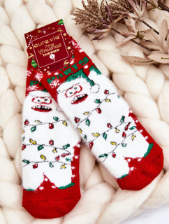 Dětské vánoční bavlněné termoaktivní ponožky Yeti Červene