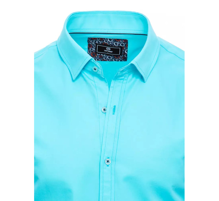 Tyrkysová pánská košile s krátkým rukávem Dstreet KX0993