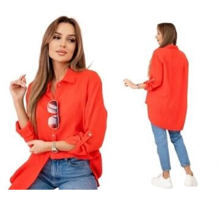 Dámská mušelínová košile 208 Červená - K-Fashion