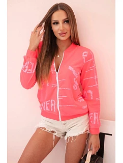 Dámská bavlněná mikina 68684 neonově růžová - Kesi