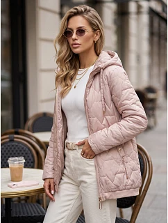 Dámská prošívaná bunda s kapucí, růžová, FashionStreet TY5804