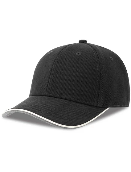Atlantis Headwear Pilot Piping Sandwich-S 6 panelová těžká sandwich křiltovka 33.0274 black Atlantis Headwear Pilot Piping Sandwich-S 6 panelová těžká sandwich křiltovka 33.0274 black