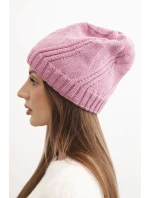 Dámská zimní čepice s vlnou a ozdobou z kamínků model 21783045 světle fialová - K-Fashion Dámská zimní čepice s vlnou a ozdobou z kamínků model 21783045 světle fialová - K-Fashion