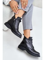 Kožené Boty Na Plochém Podpatku Zateplené Černé model 21675477 - EVENTO Kožené Boty Na Plochém Podpatku Zateplené Černé model 21675477 - EVENTO
