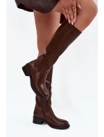 Dámské Boty Na Nízkém Podpatku Zateplené Hnědé model 21704739 - Boto Dámské Boty Na Nízkém Podpatku Zateplené Hnědé model 21704739 - Boto