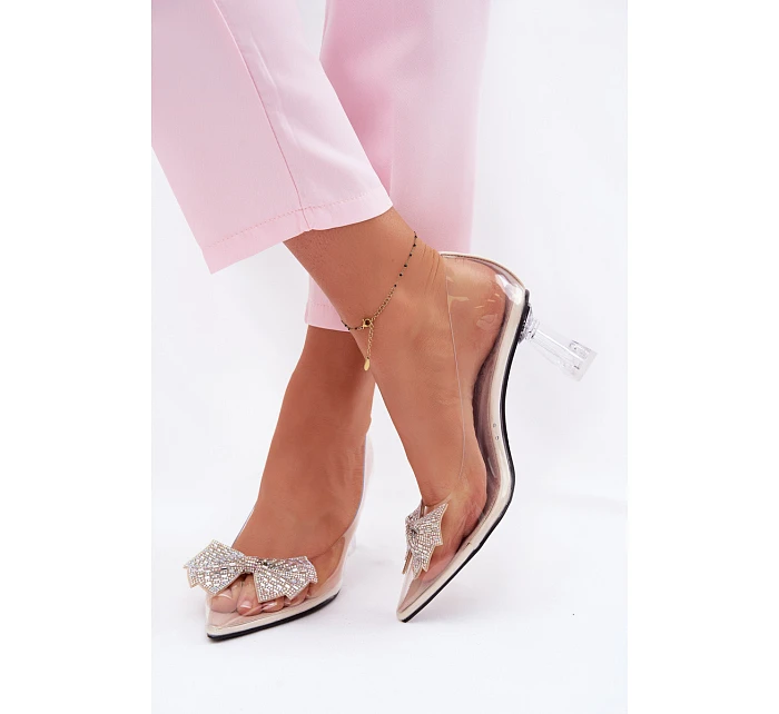 Průhledné lodičky s mašlí Vinceza Béžové