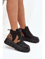 Dámské kotníkové boty na platformě z pravé kůže Vinceza – černé