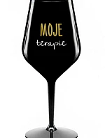 MOJE TERAPIE - černá nerozbitná sklenice na víno 470 ml