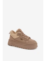 Dámské zateplené sportovní boty na platformě SS274105 Béžová - Big Star Dámské zateplené sportovní boty na platformě SS274105 Béžová - Big Star