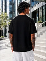 Pánské bavlněné tričko oversize s potiskem černé FashionStreet NX1043R Pánské bavlněné tričko oversize s potiskem černé FashionStreet NX1043R