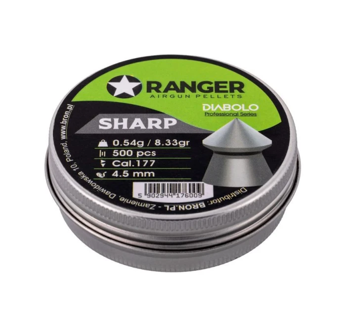 4,5 mm RANGER Diabolo Professional Sharps 500 kuliček 0,54 g 4,5 mm RANGER Diabolo Professional Sharps 500 kuliček 0,54 g