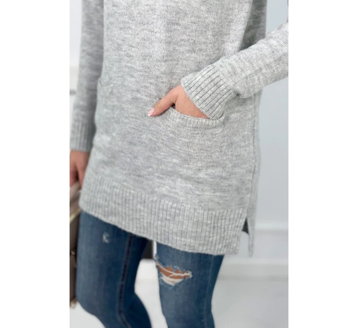 Svetr se stojáčkem šedý