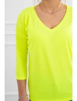 Halenka s výstřihem do V žlutá neonová