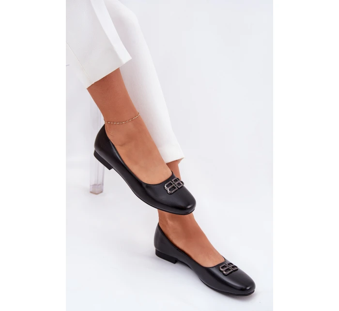 Elegantní Dámské Baletky S Ozdobou model 21690105 Černé - VINCEZA