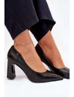 Dámské lodičky na podpatku model 21704941 černé - VINCEZA