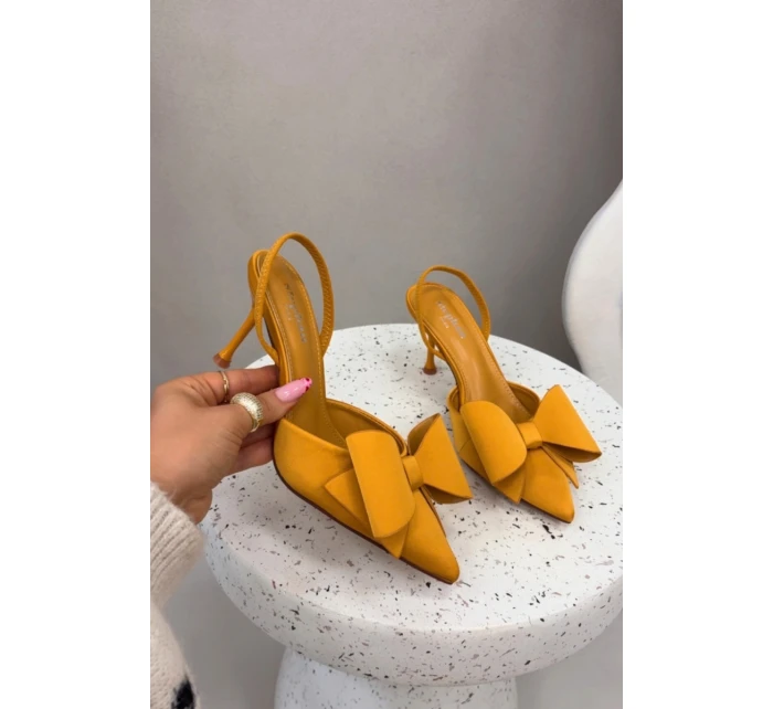 Podpatky s odhalenými patami a mašlí Žluté Eklevia