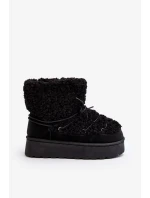 Dámské šněrovací boty do sněhu se silnou podrážkou, černé Loso Dámské šněrovací boty do sněhu se silnou podrážkou, černé Loso